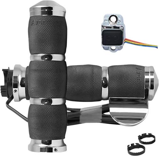 Avon Heated Grips Air Cushion Metric Throttle Boss Chrome