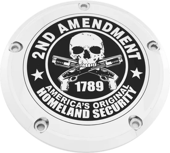 CE Chrome Billet 2nd Amendment Derby Cover 1