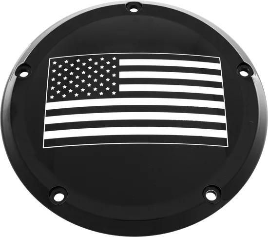 CE Black Billet American Flag Derby Cover
