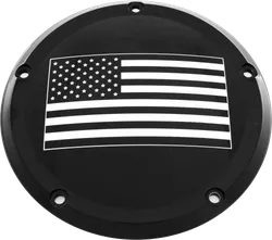 CE Black Billet American Flag Derby Cover