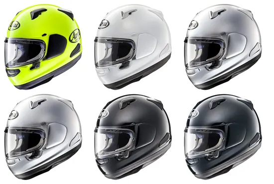 Arai Adult Quantum-X Solid Helmet Full Face | XS S M L XL 2XL | Fluorescent Yellow White Silver Gray Black Black Pearl 1