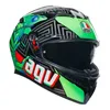 AGV Adult K3 Kamaleon Helmet Full Face | S M L XL 2XL | Black Green Red