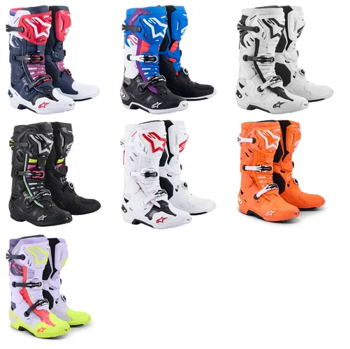 Alpinestars Tech 10 Supervented Boots Adult 7 8 9 10 11 12 13 14 Rainbow Black White Blue Red Orange Fluorescent Orange Purple Pink Fluorescent Yellow 1