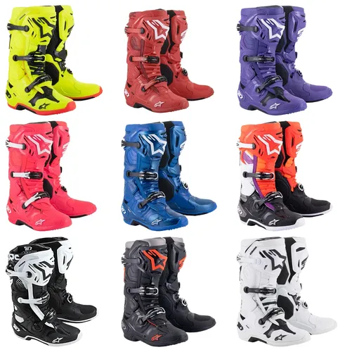 Alpinestars Tech 10 Boots Adult 7 8 9 10 11 12 13 14 Yellow Black Red Purple Pink White Blue Orange Fluorescent Red Navy 1