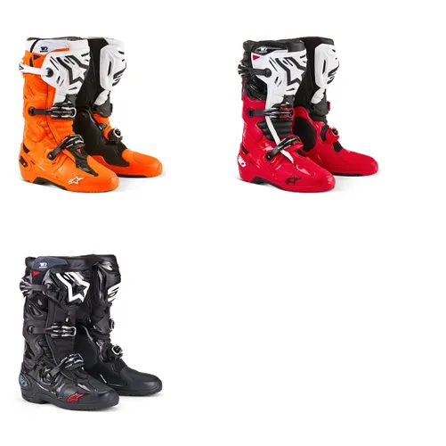 Alpinestars Tech 10 Enduro Boots Adult 7 8 9 10 11 12 13 14 Black White Fluorescent Orange Bright Red 1