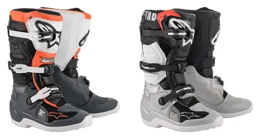 Alpinestars Tech 7S Youth Boots Youth 4 6 7 8 Black Gray White Fluorescent Orange Silver 1