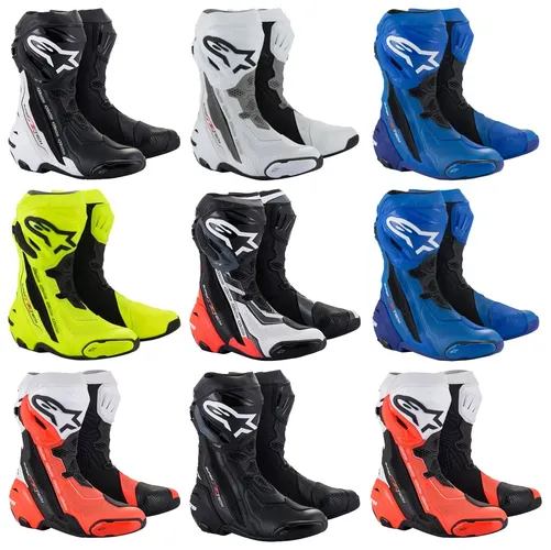 Alpinestars Supertech R Vented Boots Adult 10.5 11.5 12 12.5 4 5 6 6.5 7.5 8 9 9.5 Black White Gray Blue Fluorescent Yellow Red Orange Fluorescent Red 1