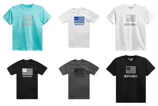 Alpinestars Adult Men Gen Flag CSF Tee S M L XL 2XL Aqua Gray White Blue Black 1