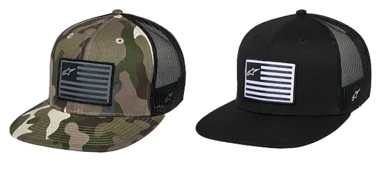 Alpinestars Adult Unisex Flag Flat Trucker Hat One Size Camo Green Black 1