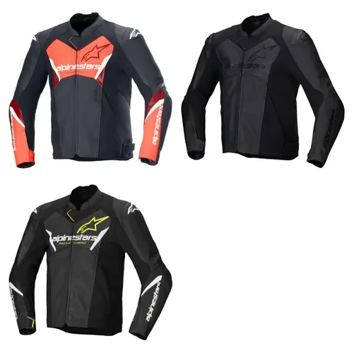 Alpinestars Adult Men Faster v3 Airflow Leather Jacket 38 40 42 44 46 48 50 52 54 Black Red White Fluorescent Yellow 1