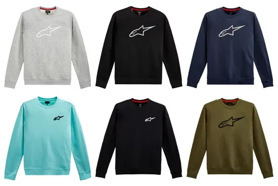Alpinestars Adult Men Ageless Crew Fleece M L XL 2XL Gray White Black Navy Aqua Green 1