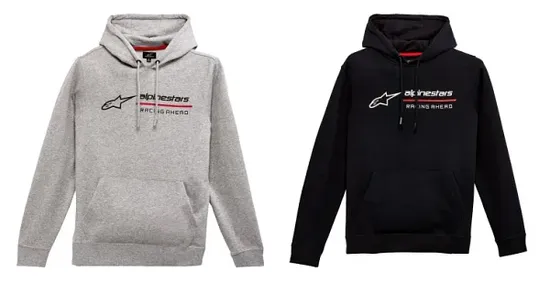 Alpinestars Adult Men Linear Race Hoodie M L XL 2XL Gray Black 1