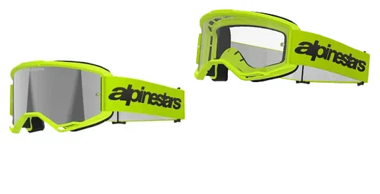 Alpinestars Fluorescent Yellow Yellow Black Adult Vision 3 Wordmark Goggle Single Silver Clear