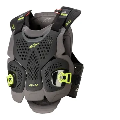 Alpinestars Adult Men A-4 Max Chest Guard XS S XL 2XL Black Gray Yellow 1