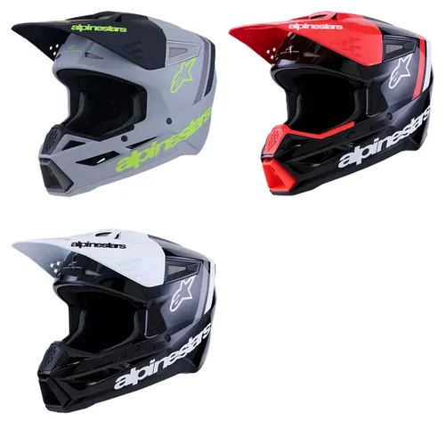 Alpinestars Adult SM3 Radium Helmet MX | XS S M L XL 2XL | Black Gray Yellow Red White 1