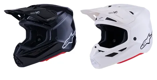 Alpinestars Adult SM7 Solid Helmet MX | XS S M L XL 2XL | Black White 1