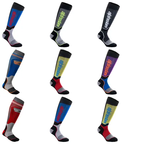Alpinestars Youth Adult MX Plus Socks S M L M L Black Blue Red Gray Yellow White Orange Purple Teal Aqua Black  White 1