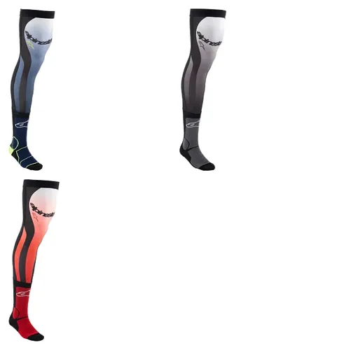 Alpinestars Adult Knee Brace Socks S M L XL Navy Yellow Black Gray Red