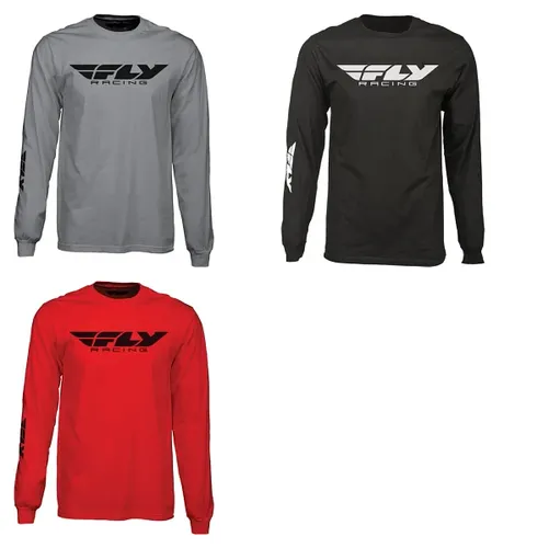 Fly Racing Adult Men Corporate Long Sleeve Tee S M L XL 2XL Gray Black Red