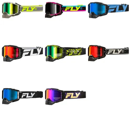 Fly Racing Red Gray Yellow Pink Black Blue White Green Purple Tan Adult Zone Snow Goggle Dual Red Mirror Green Pink Blue Purple 1