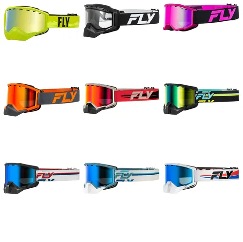 Fly Racing Green Black White Pink Charcoal Orange Red Yellow Blue Adult Youth Focus Snow Goggle Dual Gold Mirror Clear Red Yellow Blue Smoke