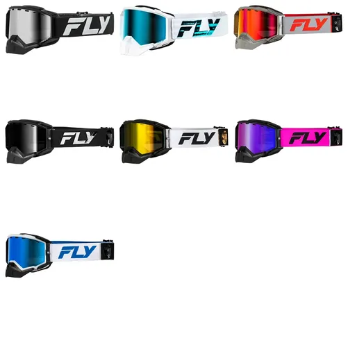 Fly Racing Black Silver White Teal Grey Red Pink Blue Adult Zone Elite Snow Goggle Dual Silver Mirror Polarized Blue Red Smoke Yellow Pink 1