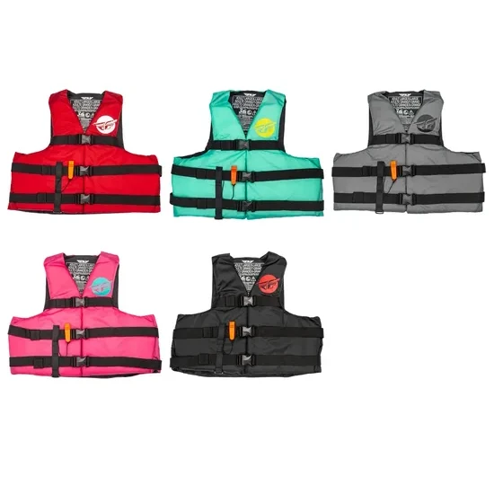 Fly Racing Nylon Flotation Vest Red White Green Yellow Gray Black Pink Teal Adult XS S M L XL 2XL 3XL