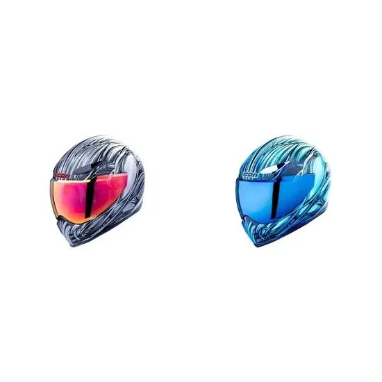 Icon Adult Domain Nouveau Helmet Full Face | XS S M L XL 2XL 3XL | Silver Blue 1