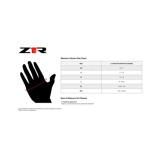 Z1R Women's Slider Gloves Adult XS S M L XL 2XL Black 2