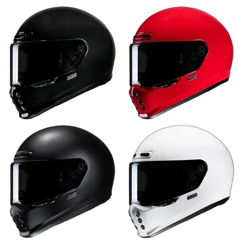 HJC Adult V10 Solid Helmet Full Face | S M L XL 2XL | Black Red Black Satin White 1