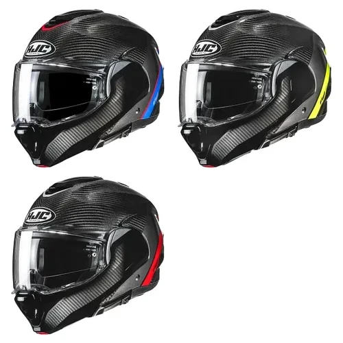 HJC Adult F100 Carbon Stan Modular Helmet Modular | XS S M L XL 2XL | Black Blue Red Yellow 1