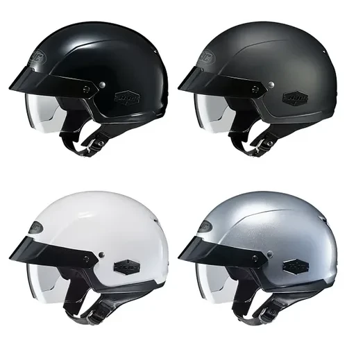 HJC Adult IS-Cruiser Solid Helmet Half Face | XS S M L XL 2XL | Black Black Satin White Silver 1