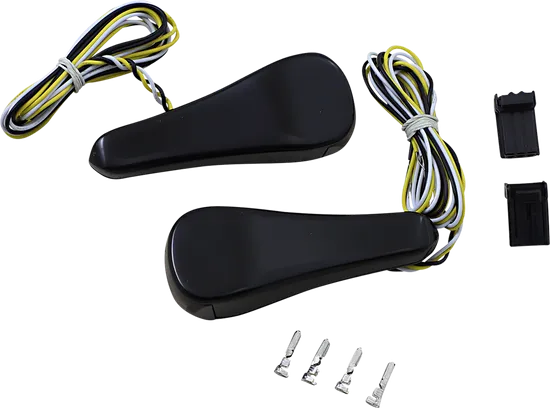 Alloy Art Smooth Black Front Turn Signal Lights w Smoked Lens Amber LED