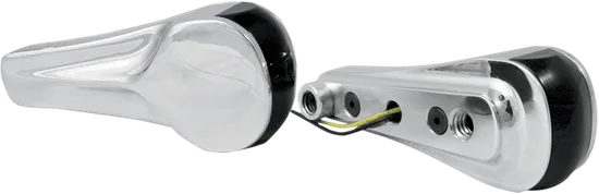 Alloy Art Chrome Finned Front Turn Signal Lights w Smoke Lens Amber LED