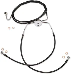 Magnum XR Front Lower Brake Line Kit Black Chrome ABS 15.25in.