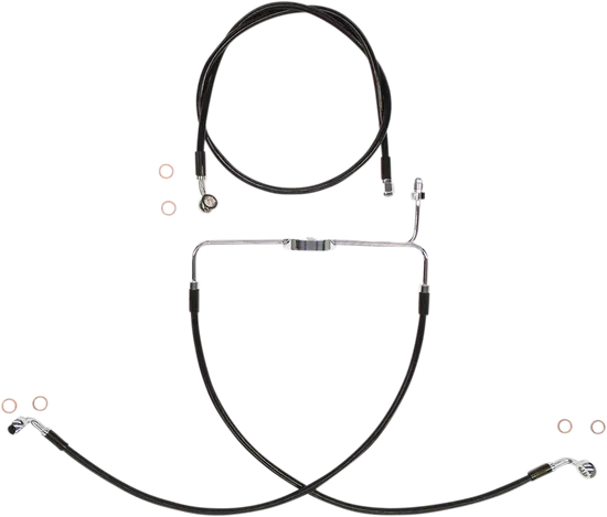 Magnum XR Front Brake Line Kit Complete Black Chrome Non-ABS 25in. 6 Over