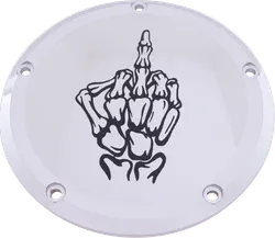 CE Chrome Billet Bone Middle Finger Derby Cover