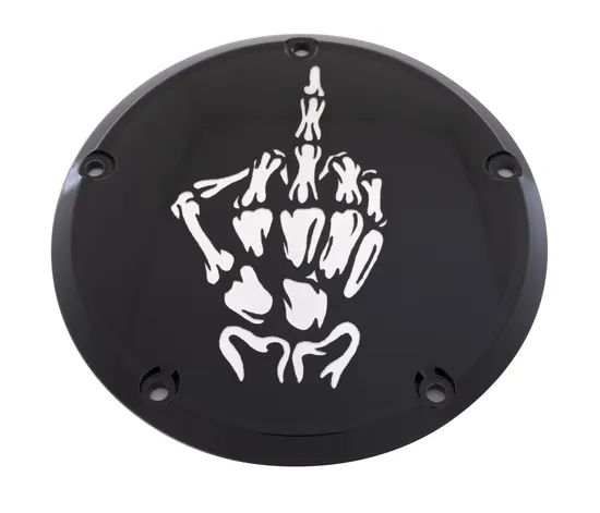 CE Black Billet Bone Middle Finger Derby Cover