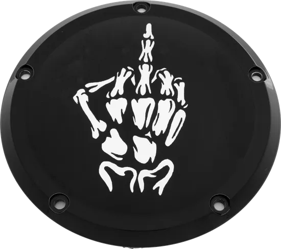 CE Black Billet Bone Middle Finger Derby Cover