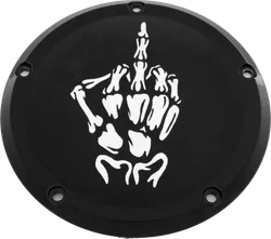 CE Black Billet Bone Middle Finger Derby Cover