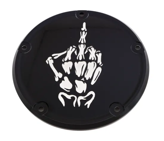 CE Black Billet Bone Middle Finger Derby Cover
