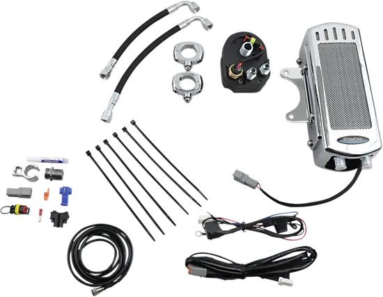 UC Frame Tube Mount Engine Oil Cooler Kit Chrome