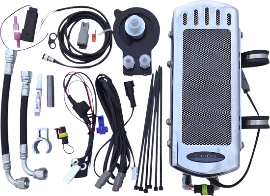 UC Frame Tube Mount Engine Oil Cooler Kit Chrome