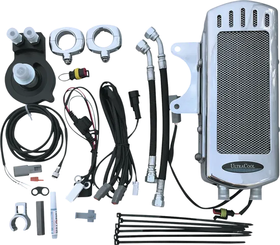 UC Frame Tube Mount Engine Oil Cooler Kit Chrome