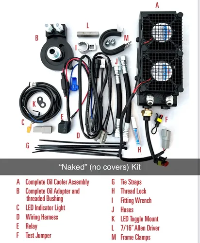 UC Frame Tube Mount Engine Oil Cooler Kit Black Naked