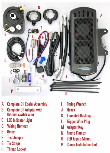 UC Frame Tube Mount T Engine Oil Cooler Kit Black Covered