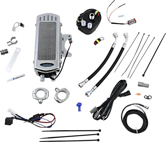 UC Frame Tube Mount T Engine Oil Cooler Kit Chrome