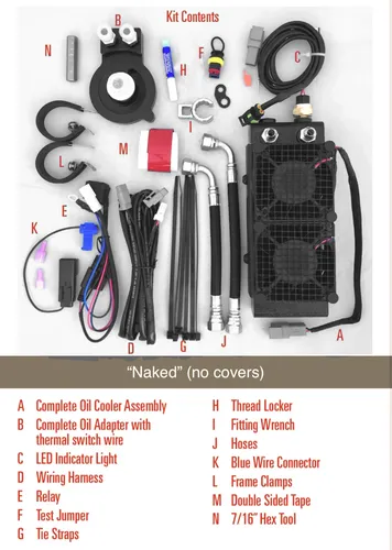 UC Frame Tube Mount Engine Oil Cooler Kit Black Naked