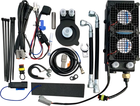 UC Frame Tube Mount Engine Oil Cooler Kit Black Chopped