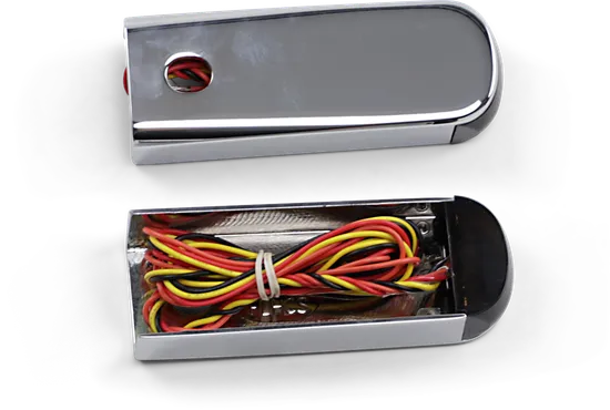 Alloy Art Chrome Fender Strut Red Smoke LED Marker Light